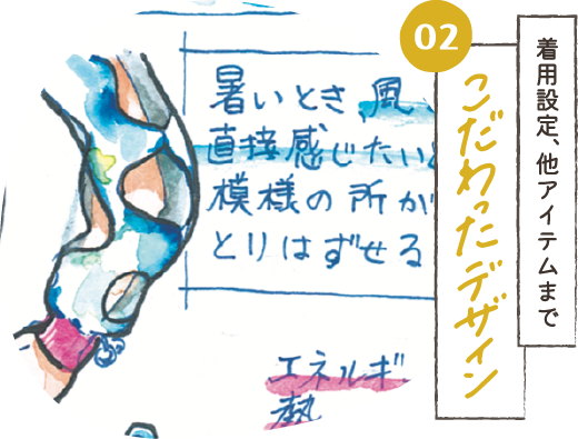 着用設定、他アイテムまでこだわったデザイン