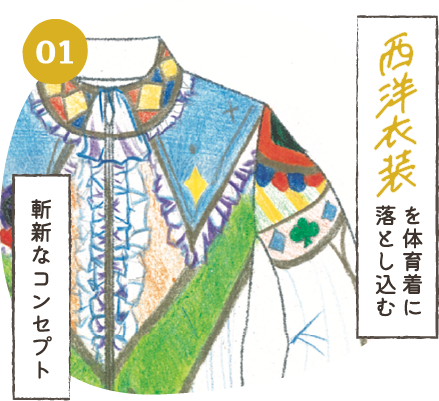 西洋衣装を体育着に落とし込む斬新なコンセプト