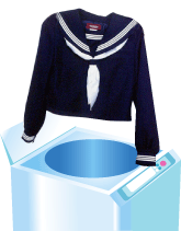 トンボ女子通学服は、全自動洗濯機で丸洗いOK