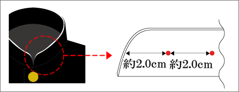 襟芯にバッジ穴